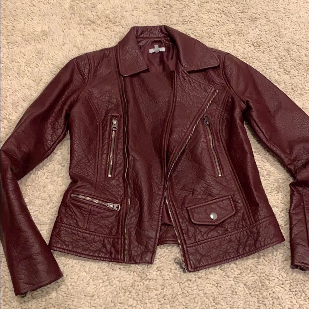 Tobi Maroon Biker Jacket